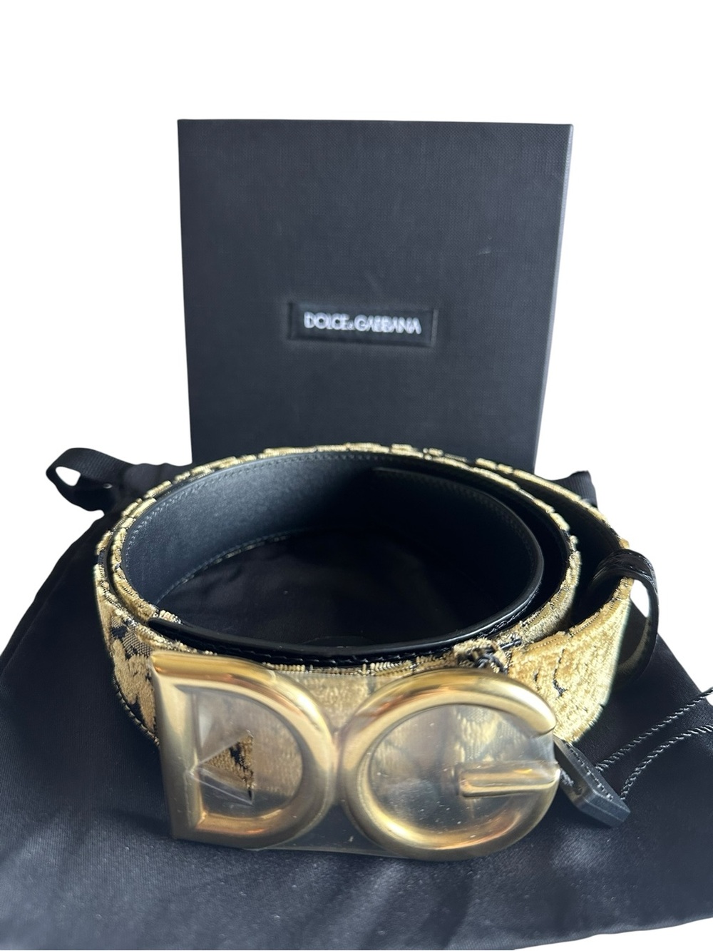 Dolce & Gabbana Multicolor Jacquard DG Logo Belt Size 90 NWT Full Set $950